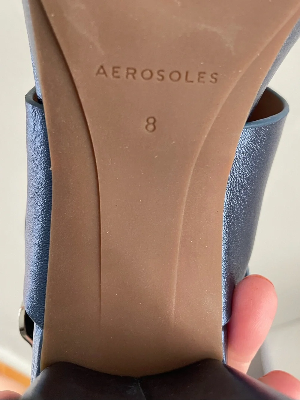 Aerosoles Camera Metallic Blue Block Heel Platform Sandals 8
